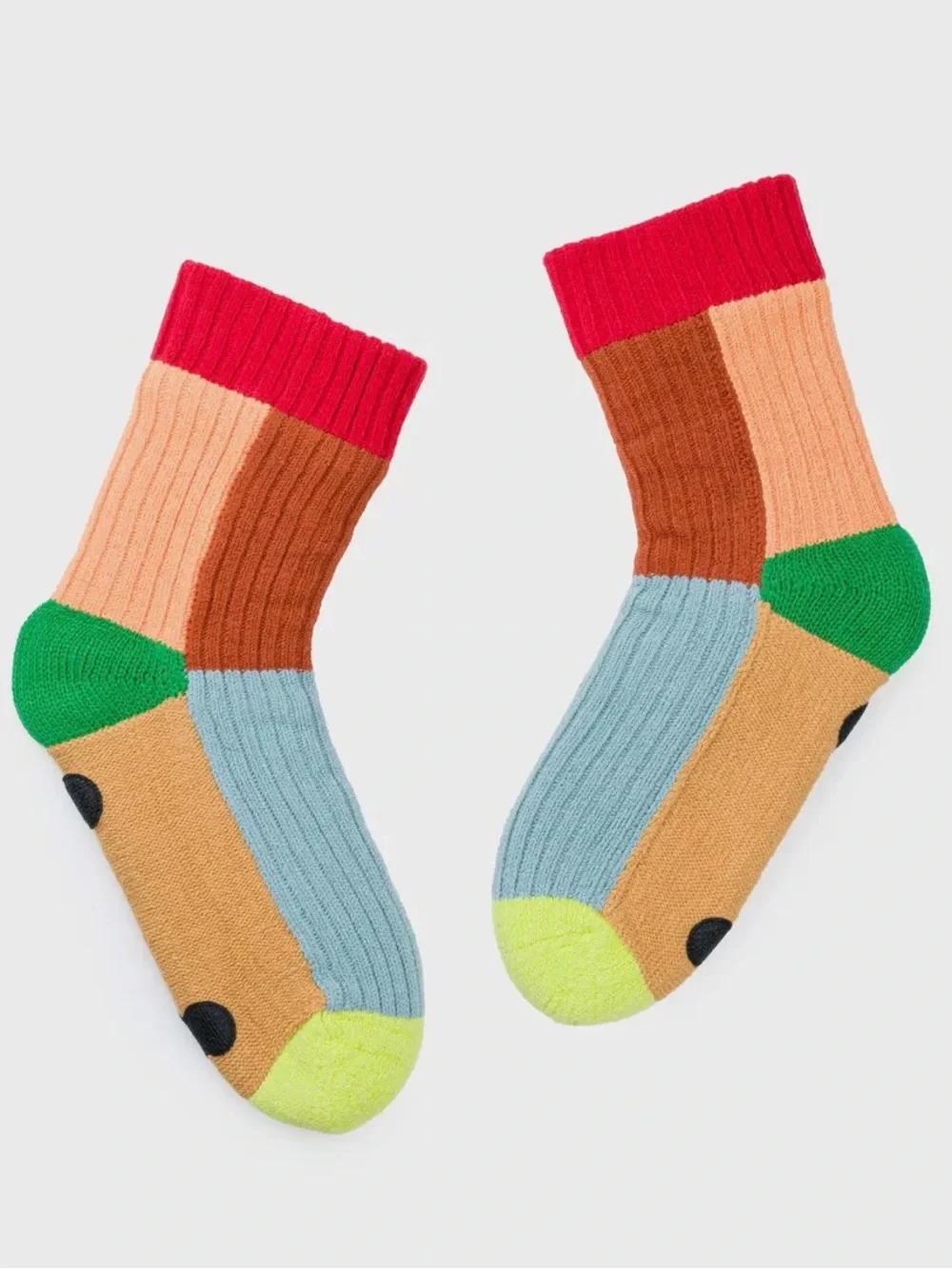 Men's Multicolor Block Crew Socks - House Socks